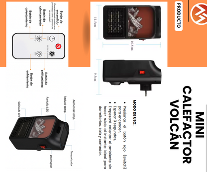 Mini Calefactor Eléctrico Volcán – Calor instantáneo y diseño elegante