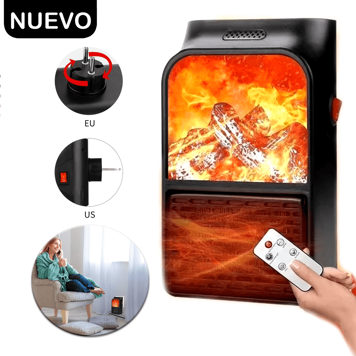 Mini Calefactor Eléctrico Volcán – Calor instantáneo y diseño elegante